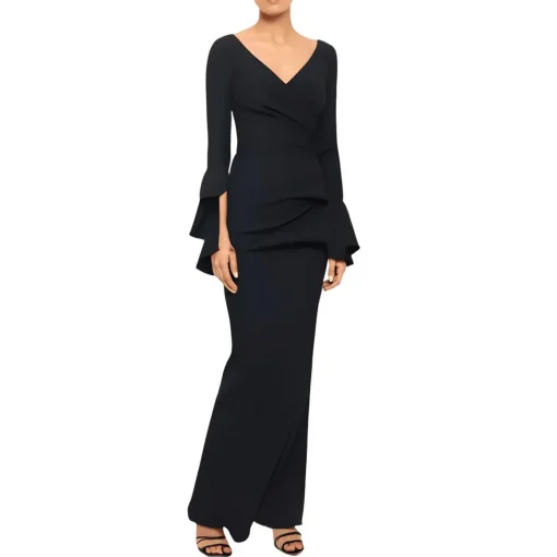 Pleated Nylon Evening Dress