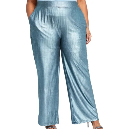 Plus Metallic Disco Wide Leg Pants