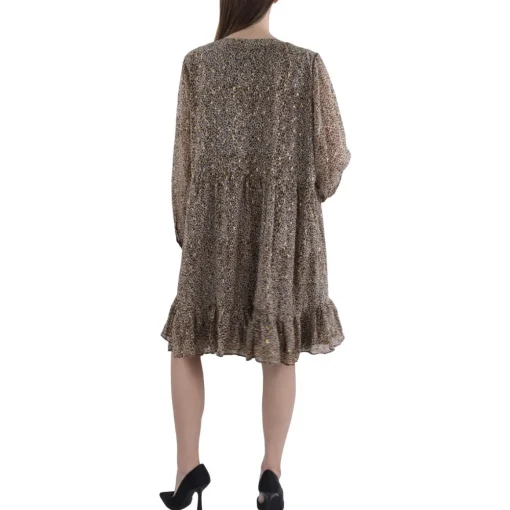 Plus Animal Print Knee-Length Babydoll Dress