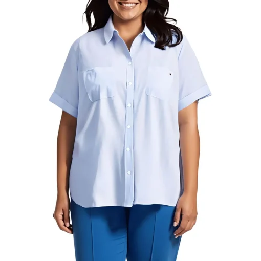 Plus Camp Cotton Printed Button-Down Top