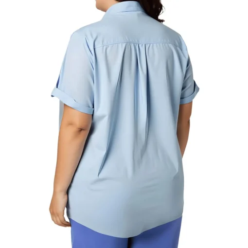 Plus Camp Cotton Printed Button-Down Top