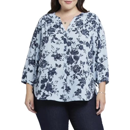 Plus Chiffon Button Front Blouse