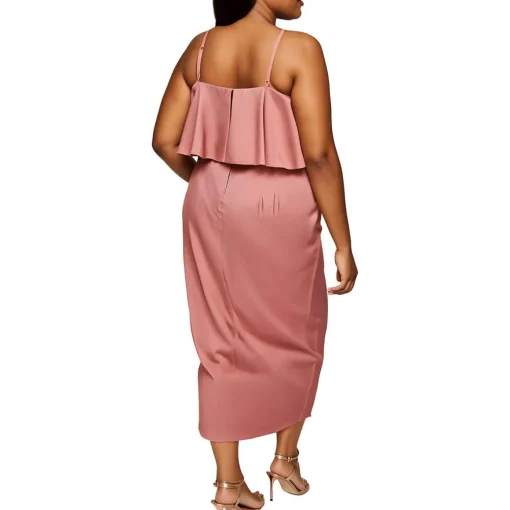 Plus Drapey Satin Midi Dress