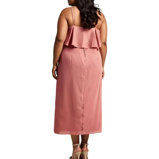Plus Drapey Satin Midi Dress