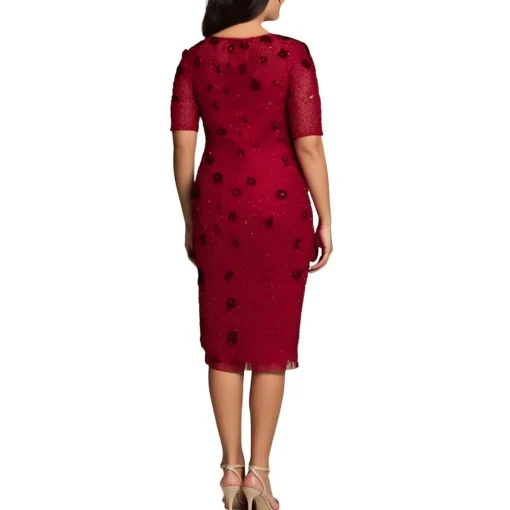 Plus Embellished Mesh Cocktail And Party Dress