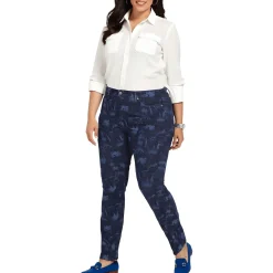 Plus Floral Print Denim Bootcut Jeans