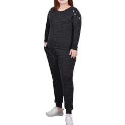 Plus Gromet Scoop Neck Pullover Top