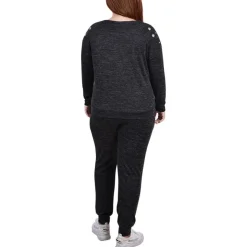 Plus Gromet Scoop Neck Pullover Top