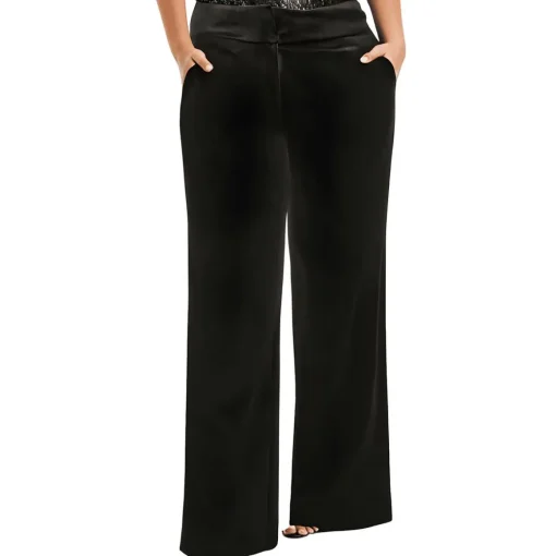 Plus High-Rise Velvet Wide Leg Pants