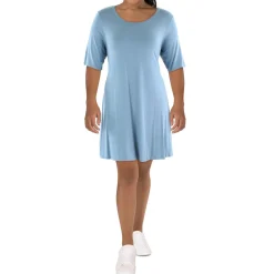 Plus Jewel Neck Mini T-Shirt Dress