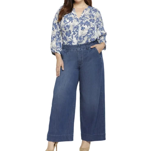 Plus Mona Stretch Denim Wide Leg Jeans