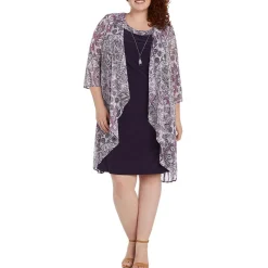 Plus Open Front Midi Two Piece Dress