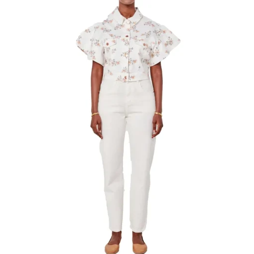 Plus Paige Printed Denim Denim Jacket