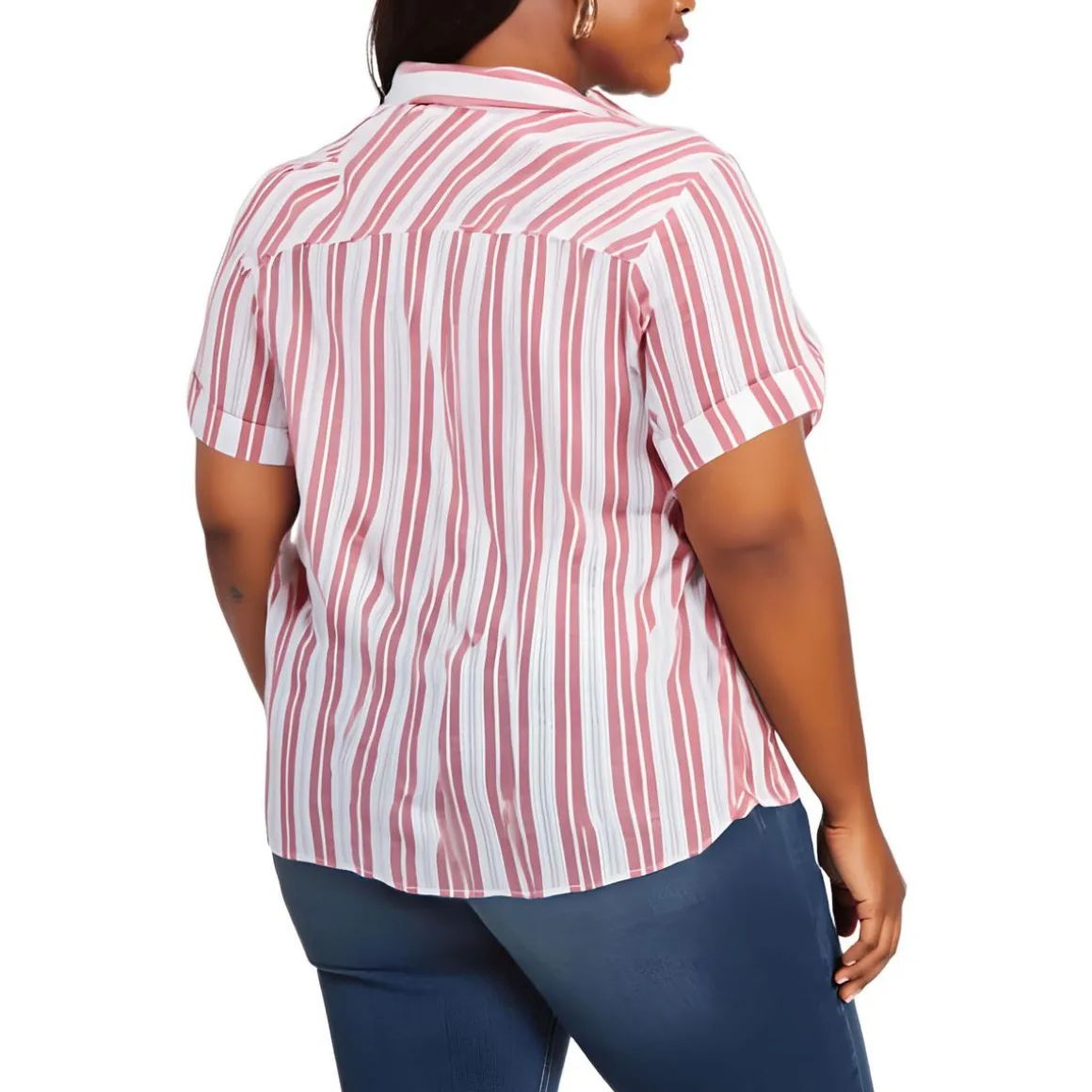 Plus Plaid Cotton Button-Down Top