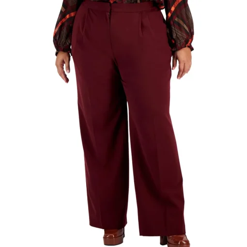 Plus Pleated High Rise Wide Leg Pants