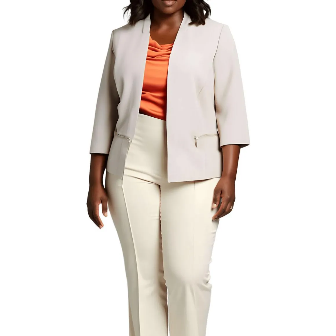 Plus Pocket Open-Front Blazer