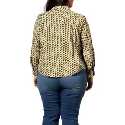 Plus Printed Cotton Button-Down Top