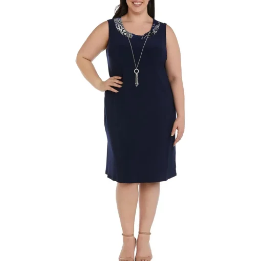 Plus Printed Knee Length Two Piece Dress