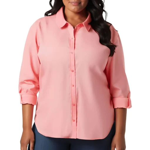Plus Relaxed Cotton Button-Down Top
