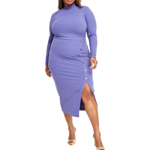 Plus Ribbed Bodycon Midi Dress