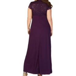 Plus Sequined Lace Formal Dress