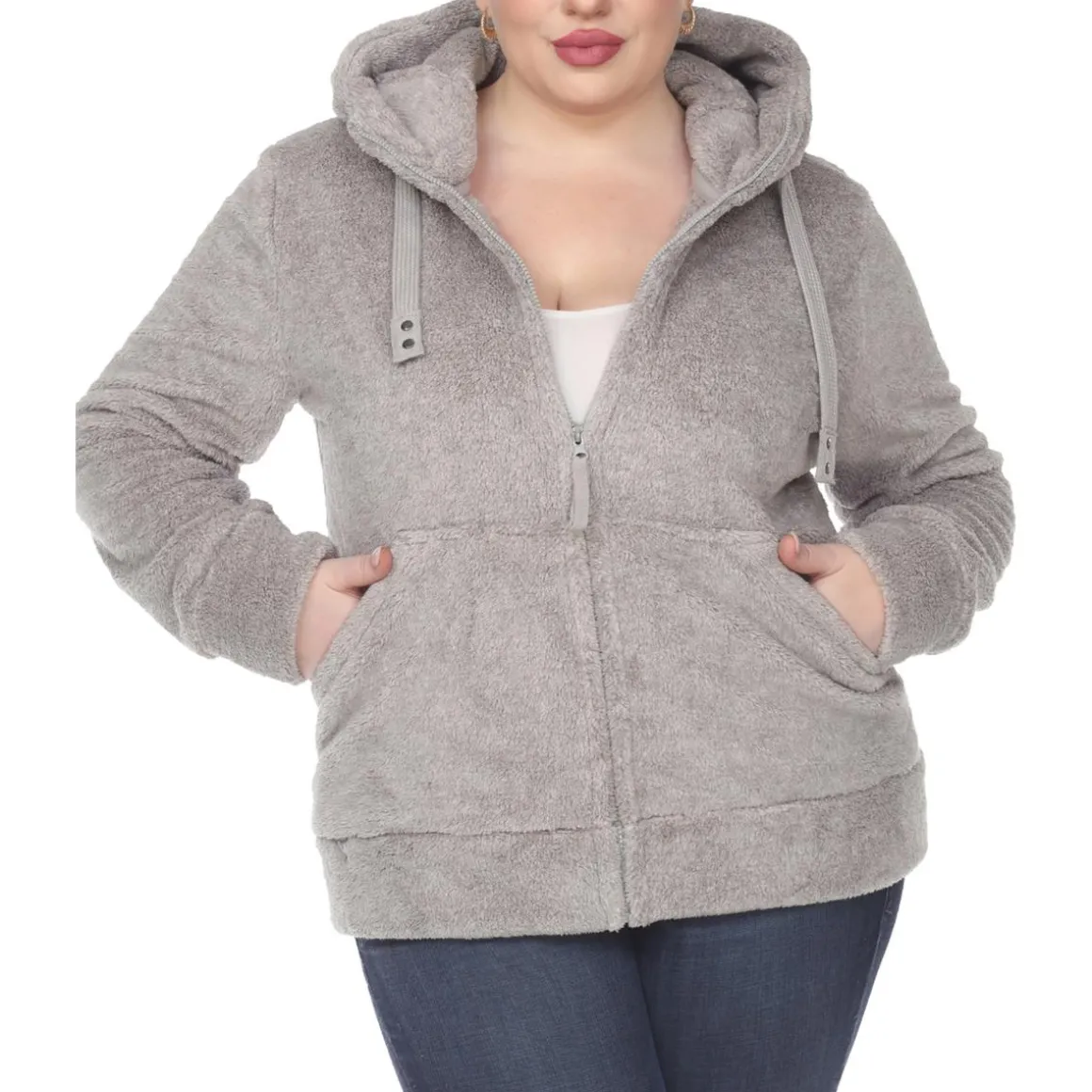 Plus Sherpa Hooded Fleece Jacket