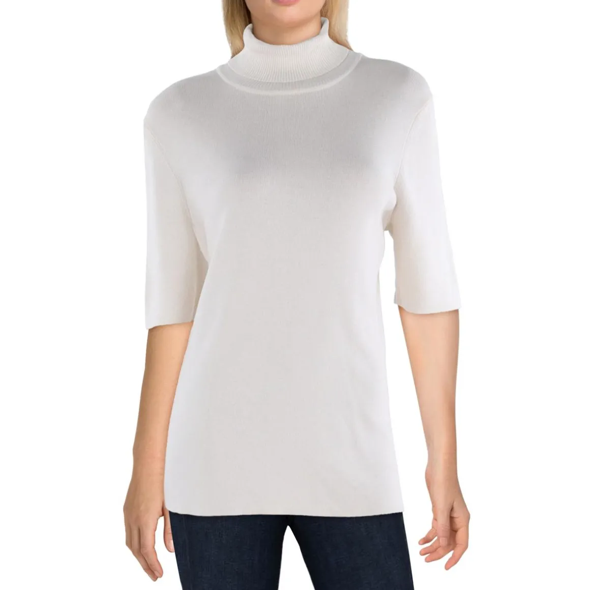 Plus Short Sleeve Knit Turtleneck Sweater