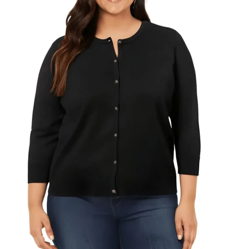 Plus Solid Cardigan Sweater