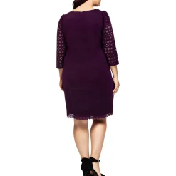 Plus Solid Lace Shift Dress