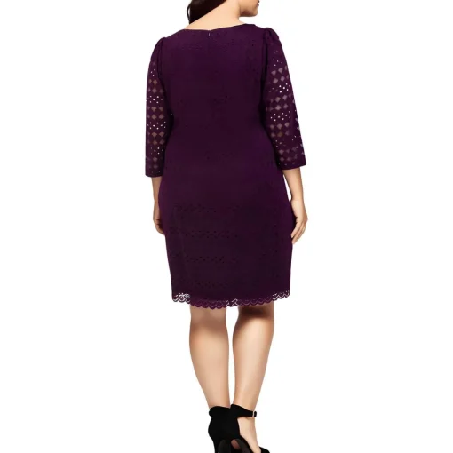Plus Solid Lace Shift Dress