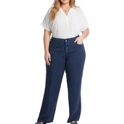 Plus Teresa Pinstripe Denim Wide Leg Jeans