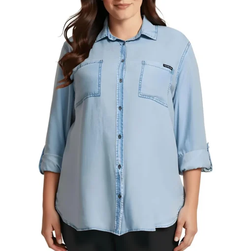 Plus Utility Collared Button-Down Top