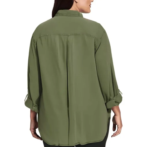 Plus Utility Collared Button-Down Top