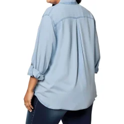 Plus Utility Collared Button-Down Top