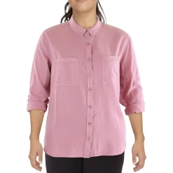 Plus Utility Collared Button-Down Top