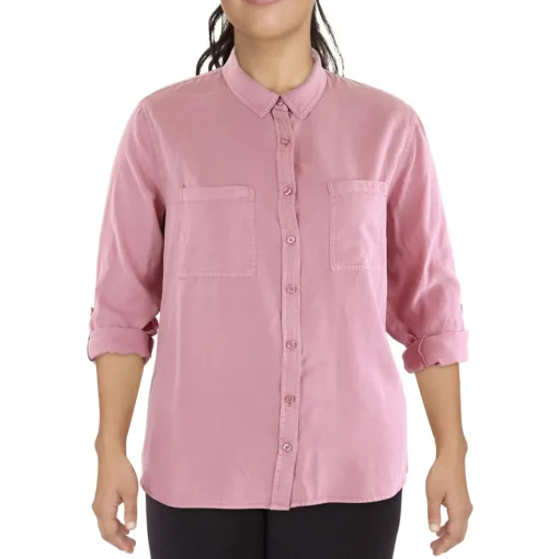 Plus Utility Collared Button-Down Top