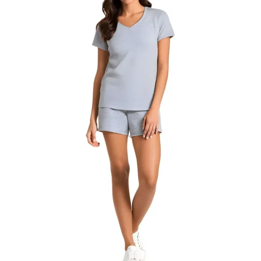 Plus V Neck Short Sleeve Pullover Top