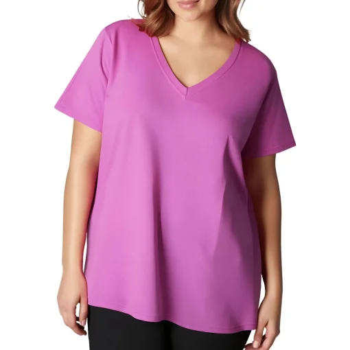Plus V Neck Short Sleeve Pullover Top