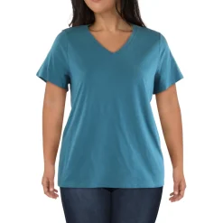 Plus V Neck Short Sleeve Pullover Top