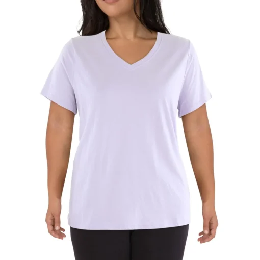Plus V Neck Short Sleeve Pullover Top