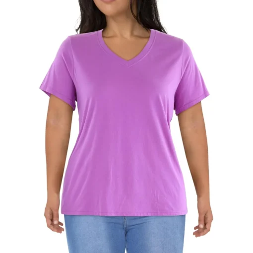 Plus V Neck Short Sleeve Pullover Top