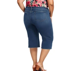 Plus Wide Leg Pedal Crop Denim Capri Jeans