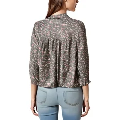 Printed Chiffon Button-Down Top