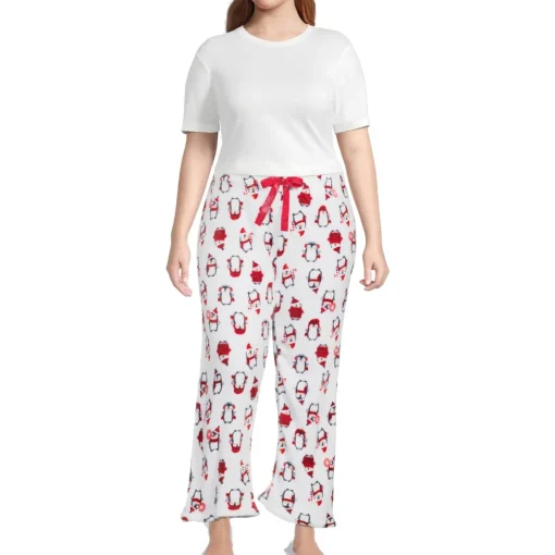 Printed Plush Straight Leg Lounge Pants