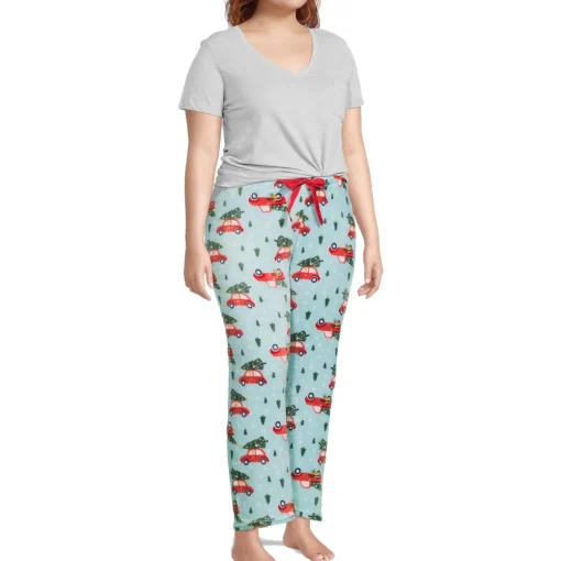 Printed Plush Straight Leg Lounge Pants