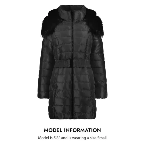 Puffer Coat for Women - Mid-Length Quilted Warm Winter Jacket
