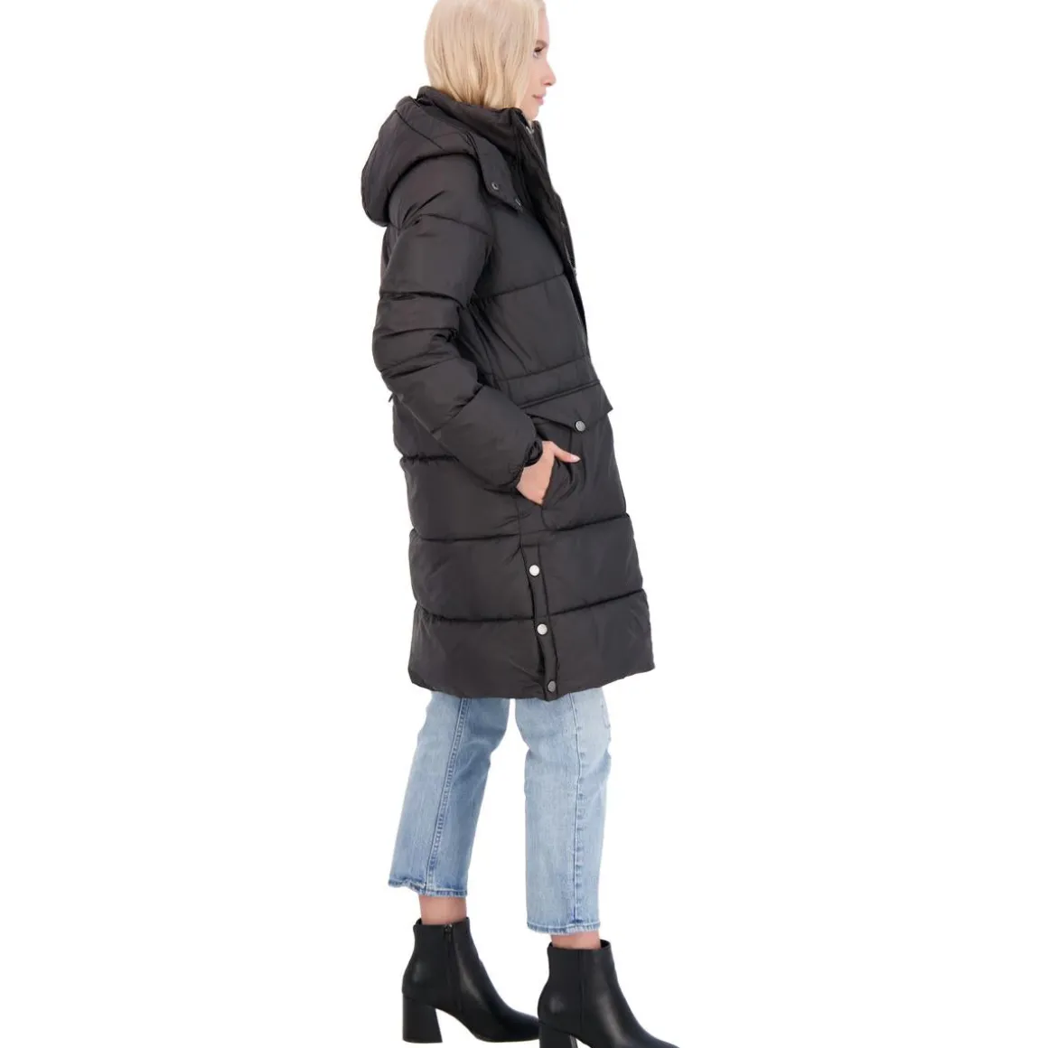 Quilted Faux Fur Lined Long Winter Puffer Coat