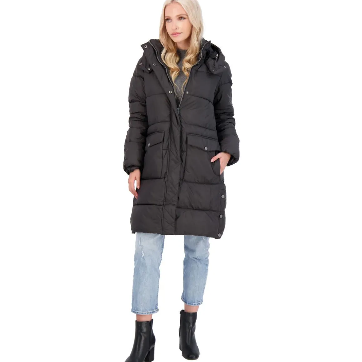 Quilted Faux Fur Lined Long Winter Puffer Coat