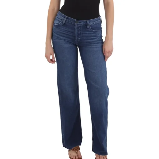 Raw Hem Denim Straight Leg Jeans