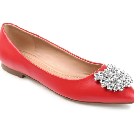 Renzo Faux Leather Embellished Flats Shoes
